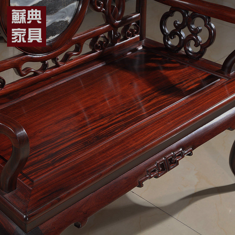 古典红木家具酸枝欧式双人沙发实木仿古靠背椅镶云石休闲双人椅