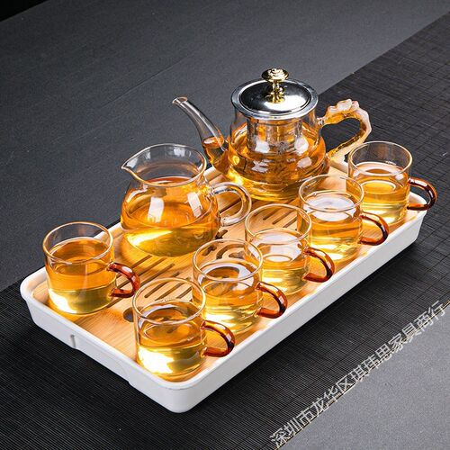 茶具套组日式加厚耐热玻璃茶杯套装家用小杯花茶壶茶海分茶器套装