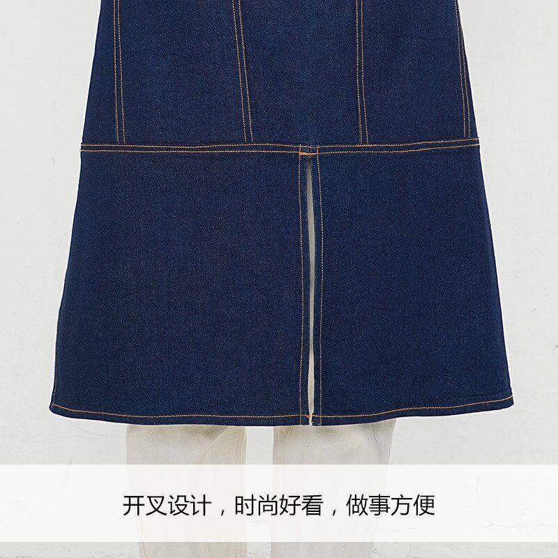 女咖啡师牛仔工作服围裙餐饮奶茶店烘焙面包房美甲花店定制印logo