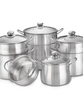 跨境厂家直销铝制砂光锅18-24锅具套装双层烹饪蒸锅pots