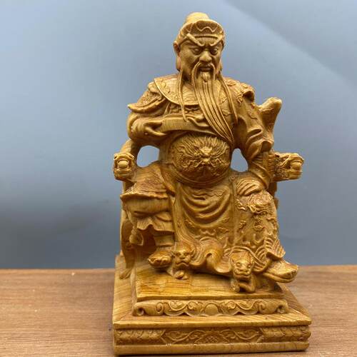 天然崖柏黄杨木雕池府王爷座椅神像摆件五府李吴朱范吃府千岁实木
