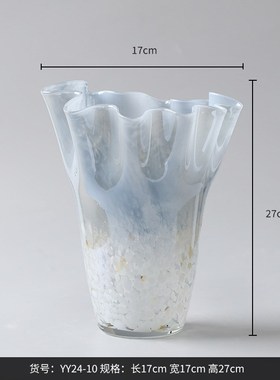 Best west 淡蓝色渐变波点手工水培白菜玻璃花瓶家居装饰品花器