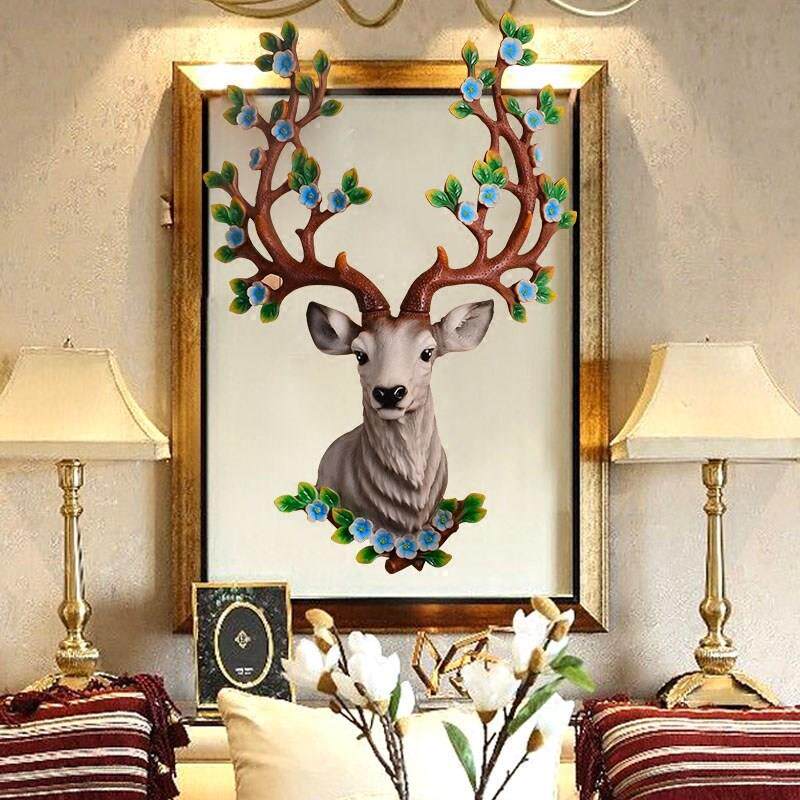 欧式招财梅花鹿仿真鹿头壁挂壁饰客厅酒吧背景墙艺术挂件立体装饰