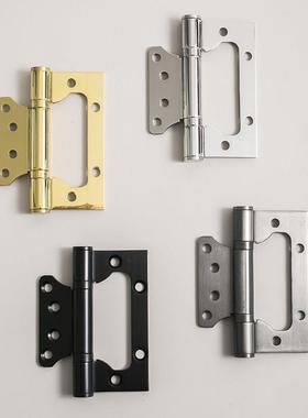 INDOORS国标304不锈钢子母合页无需开槽实木门静音亮银色亮金合页