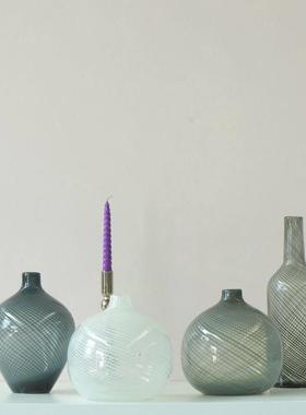 灰色和白色线条t手工器皿手工吹制出口出口家庭花瓶装饰品