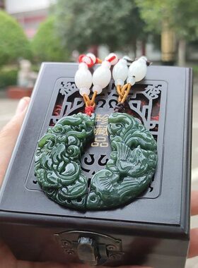 心玉行天然玉石吊坠和田玉龙凤配情侣玉佩一对男女挂件送证书正品