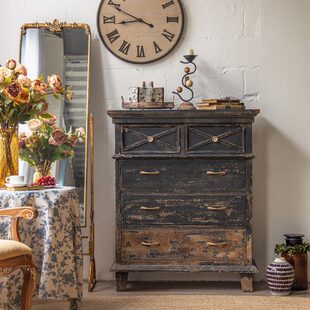 复古斗柜实木收纳柜客厅装饰柜靠墙储物柜卧室边柜抽屉式柜子田园