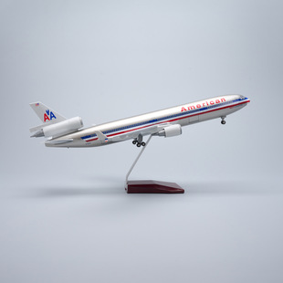 带灯47cm仿真美国航空MD11麦道飞机模型摆件礼品AmericanAirlines