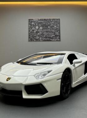 天鹰合金车模1比32兰博LP740跑车声光回力玩具车音乐模型摆件收藏