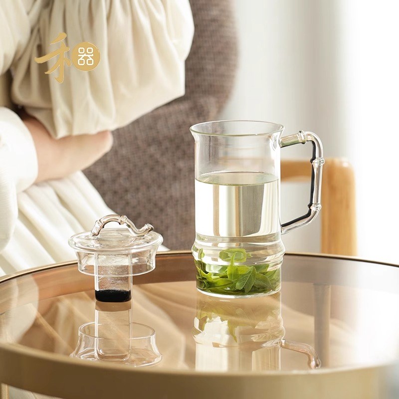 禾器君逸杯玻璃绿茶杯办公杯家用简约主人茶杯玻璃高透水杯泡茶杯图片