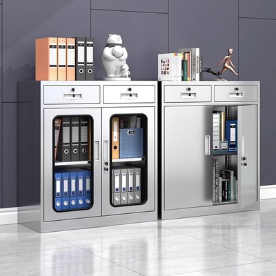 304不锈钢柜子储物柜厨房矮柜工具柜床头抽屉带锁文件柜双开门201