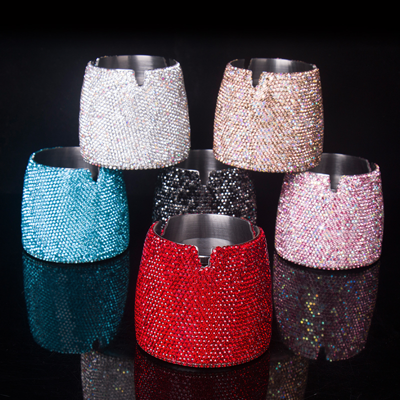 奢华镶钻水晶烟灰缸 满钻客厅茶几烟灰缸 镶钻办公室酒店欧式