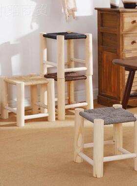 编织子凳编织木凳小凳子实凳原木凳家用客绳厅凳成JKZ人时尚凳凳