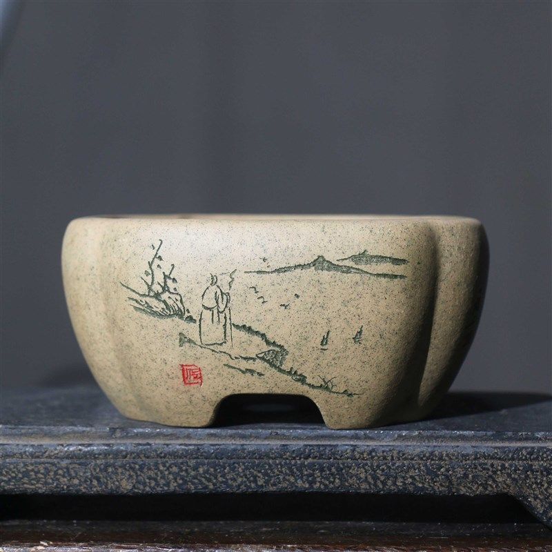 宜兴紫砂花盆段泥盆景盆精品桌面室内手工正方形四方形陆文梅制,模玩/动漫/周边/娃圈三坑/桌游,桌游配件/卡套/保护膜,淘宝优惠券,粉丝福利购,淘宝优惠卷