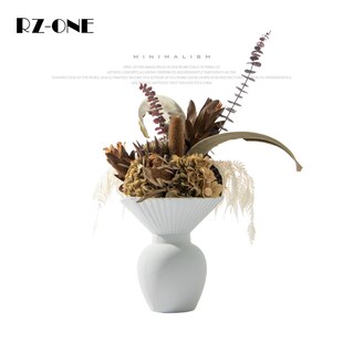 Rzone 现代简约陶瓷花瓶整体仿真花艺软装饰品摆件售楼处前台插花