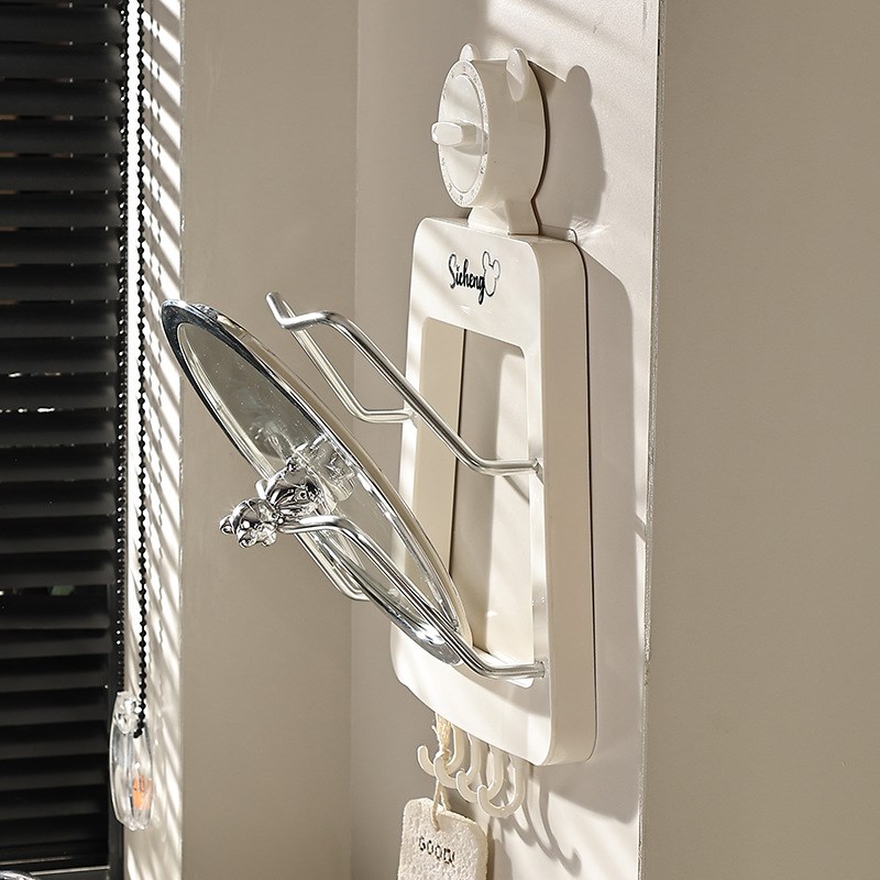 免打孔厨房置物架锅盖架壁挂式多功能计时器墙上收纳砧板菜板架子