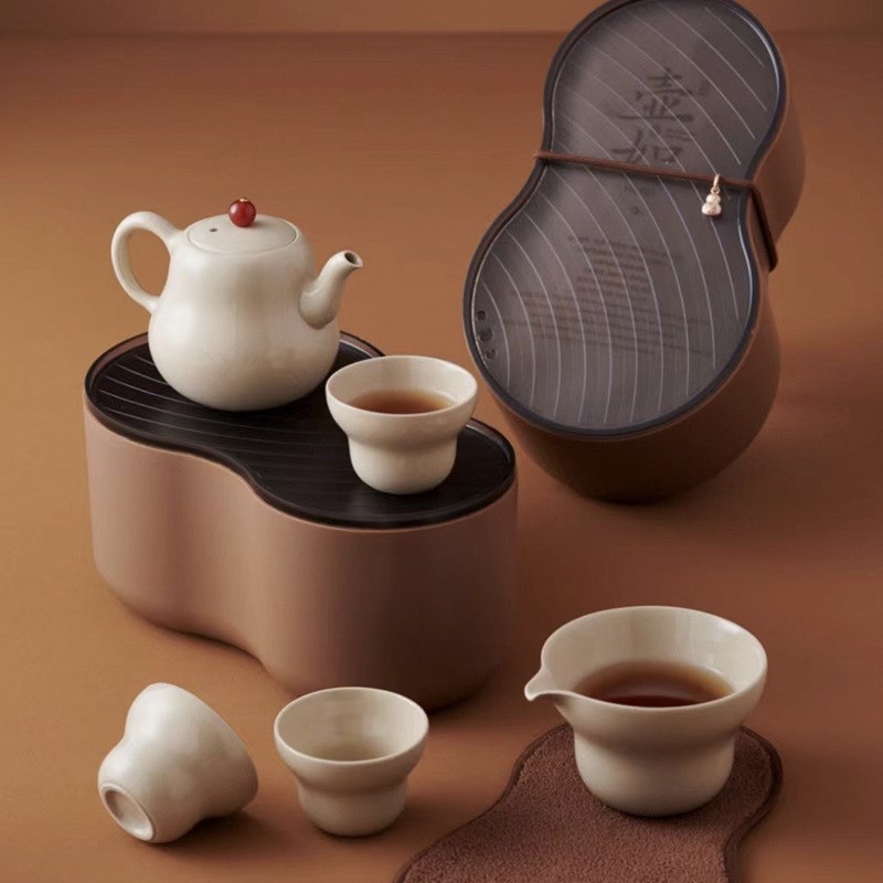 草木灰壶如便携式旅行茶具一壶三杯露营茶具快客杯商务随手礼品