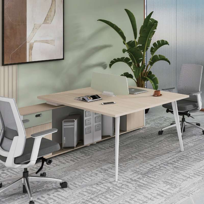 财务办公桌单人屏风员工位现代两人位带侧柜桌办公室桌子带柜卡座