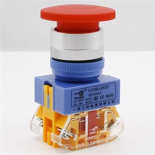 一佳YJ139 11M蘑菇头自复位按钮开关电源点动开孔22mm红绿 LAY37