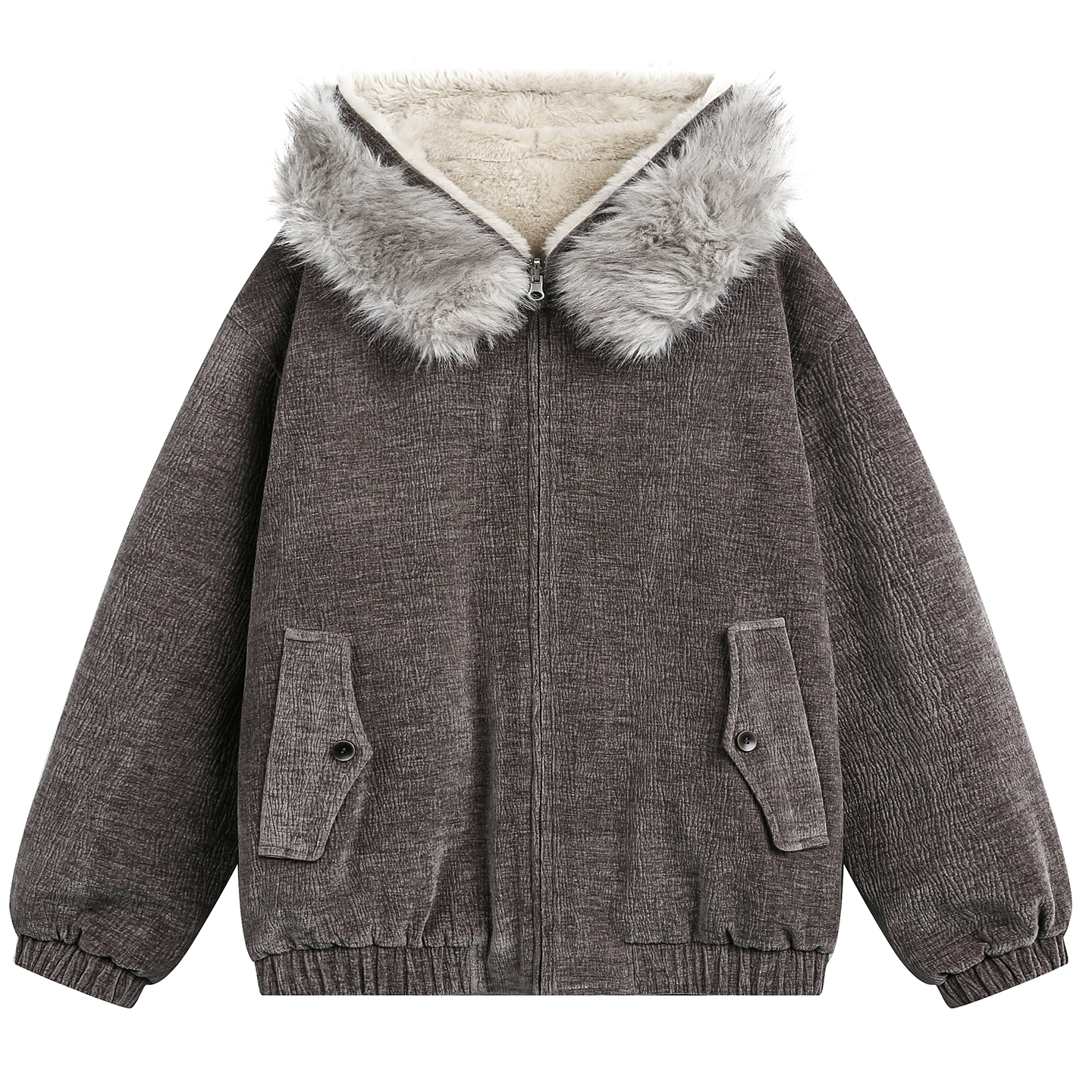 DESIGNSECRETS 25FW设计感毛领双面穿连帽棉衣男冬季加厚棉服外套