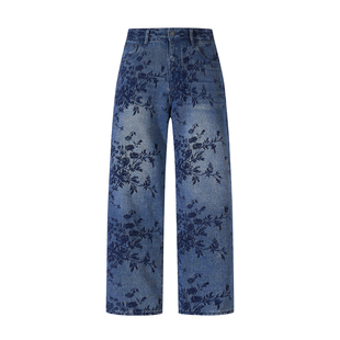 宽松直筒裤 男秋冬新款 子男 25FW植绒老花直筒牛仔裤 DESIGNSECRETS