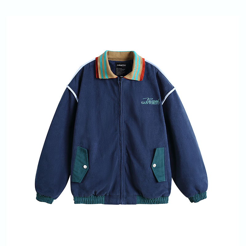 DESIGNSECRETS  25FW美式高端撞色拼接刺绣翻领休闲外套男士夹克