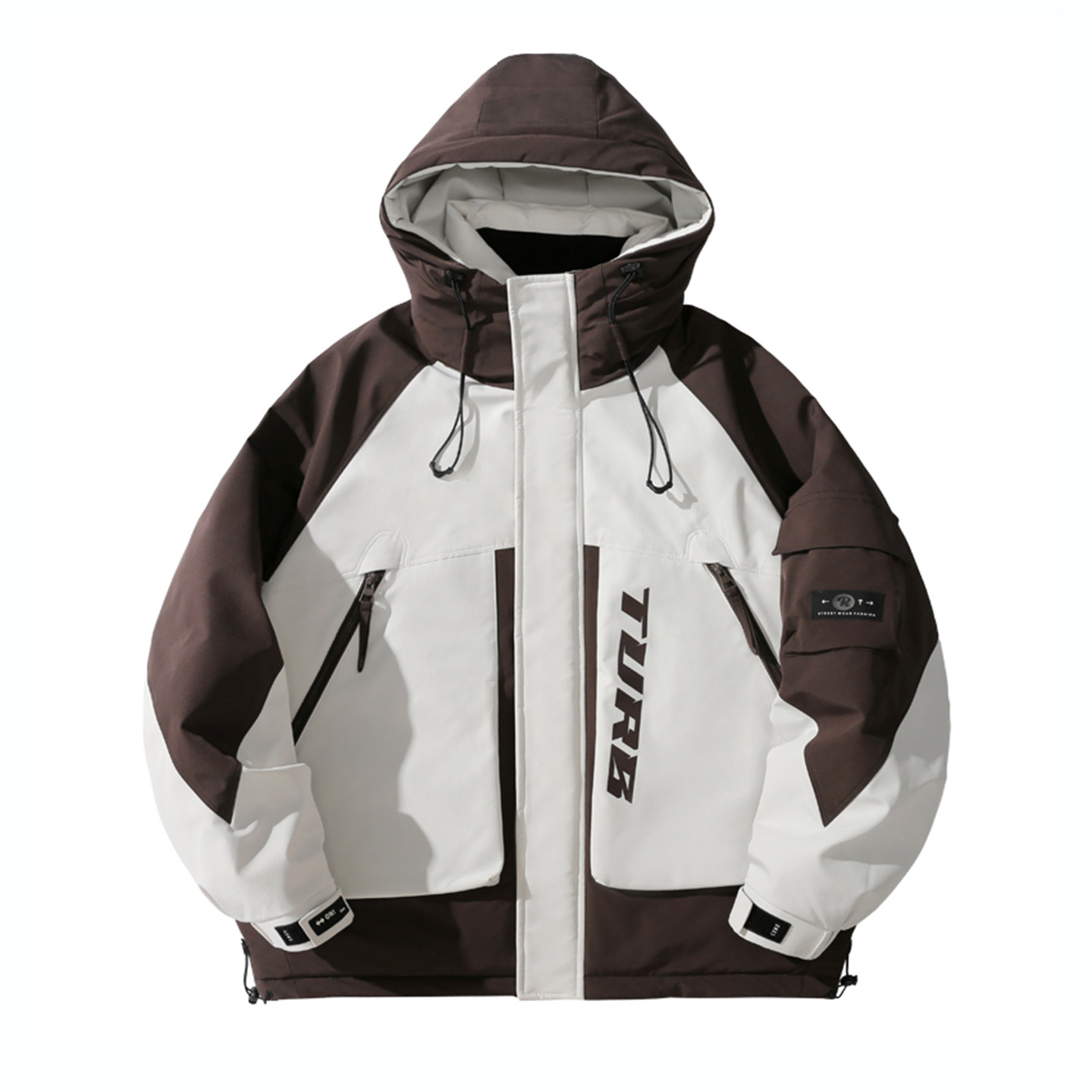 DESIGNSECRETS 25FW连帽羽绒服男加厚保暖防寒撞色登山服情侣外套