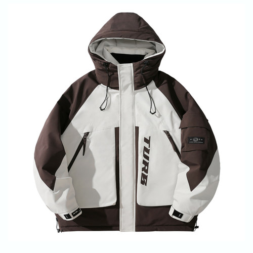 DESIGNSECRETS 25FW连帽羽绒服男加厚保暖防寒撞色登山服情侣外套