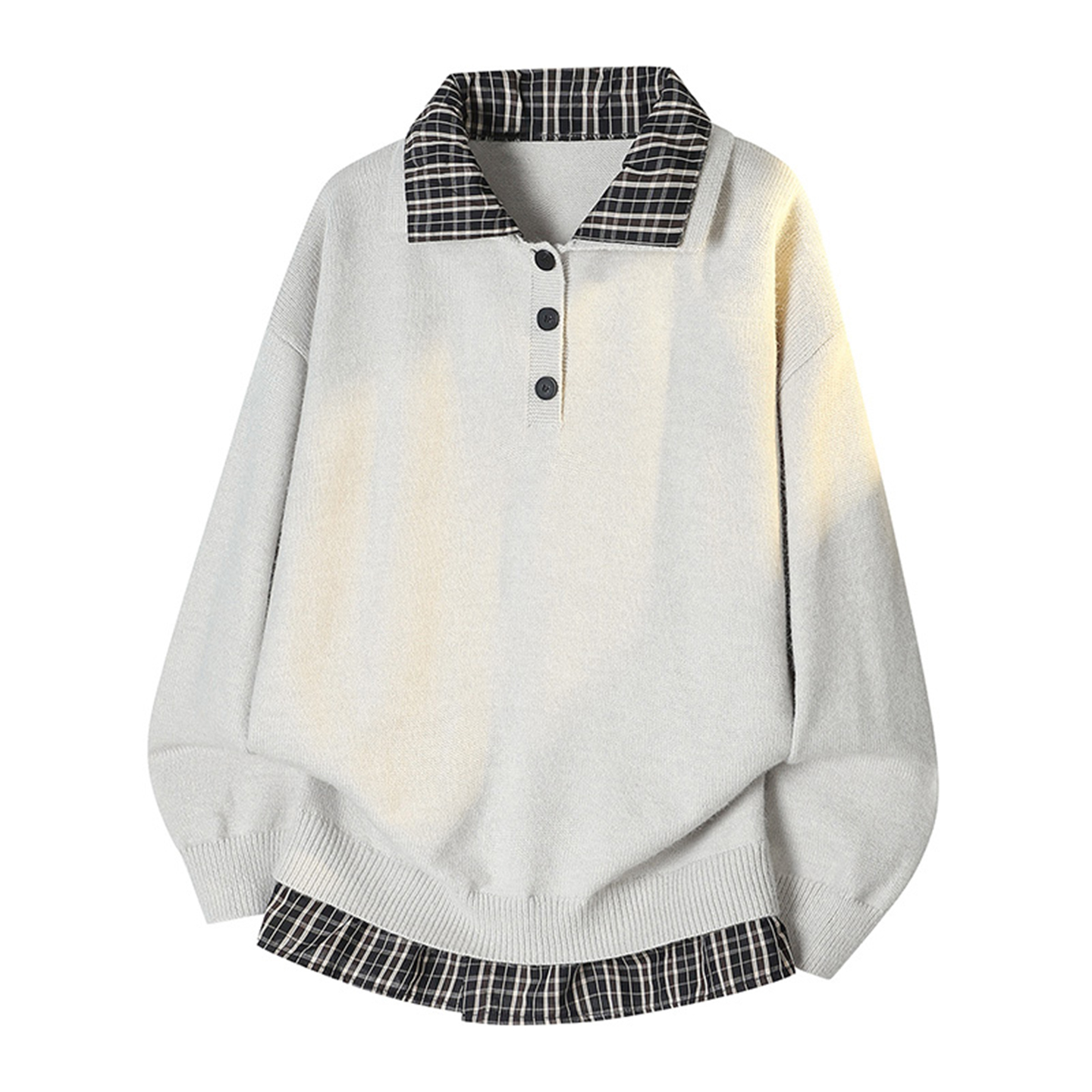 DESIGNSECRETS  25FW复古假两件毛衣男宽松高级感加厚翻领针织衫