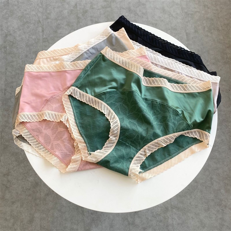 丝绸蕾丝贵妇女士内裤女 u高端中高腰大码胖MM女式三角短裤女