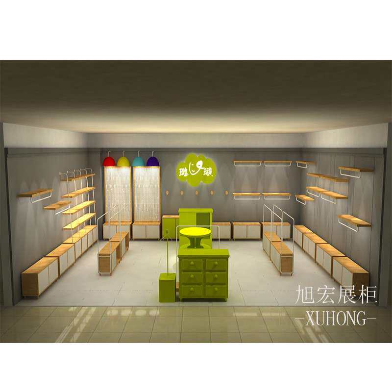 儿童服装展示柜 鞋子童装展柜烤漆靠墙多功能中岛儿童服饰陈列架