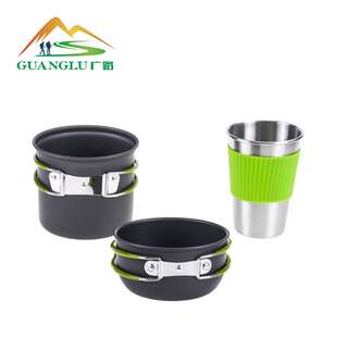 亚马逊户外炊具套装 2人野营炉具套锅组合DS101