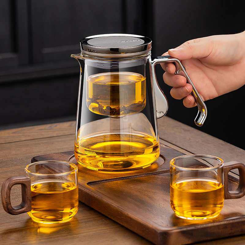 顶壶750ml新款磁吸飘逸杯家用办公茶水分离杯茶具泡茶壶耐热玻璃