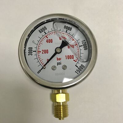 100MPA 耐震高压压力表 压力 0-1000bar 0-15000psi 螺纹m14x1.5
