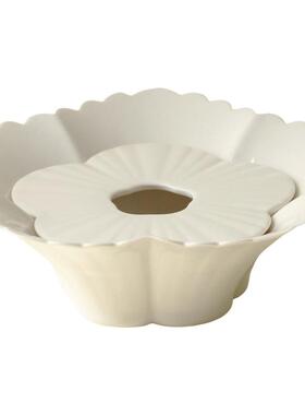 墨己草木灰陶瓷壶承茶道配件花口蓄水干泡台家用茶壶底托建水配件