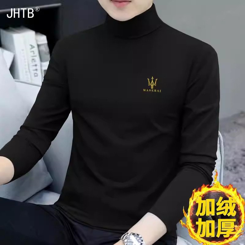 长袖T恤打底衫加绒加厚高端中领