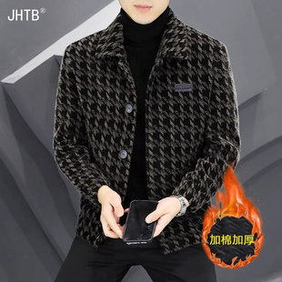 金貂绒夹克男士秋冬季潮流修身加厚加棉外套高端休闲短款呢子风衣