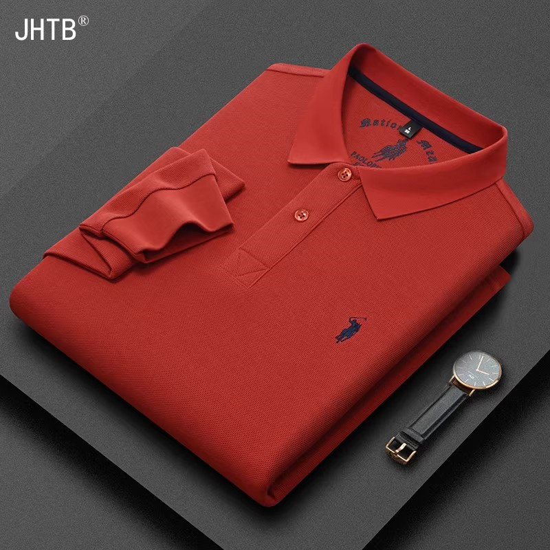 长袖t恤珠地棉衬衫领纯棉男装官方正品旗舰店2026新款春秋Polo衫