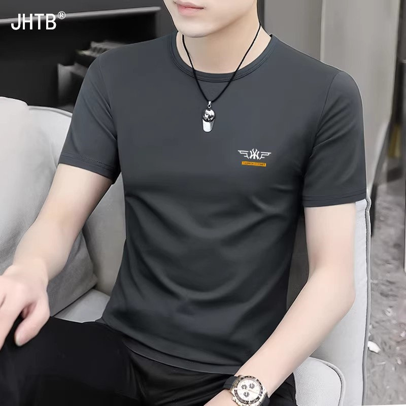 短袖T恤男士2026夏季新款冰丝莫代尔灰色百搭薄款透气上衣服男款