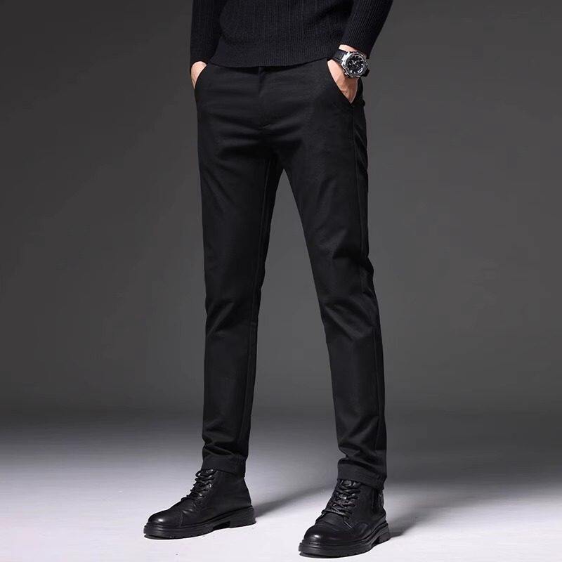 黑色加绒弹力西裤男士春夏季新款修身直筒休闲裤男商务西装长裤男