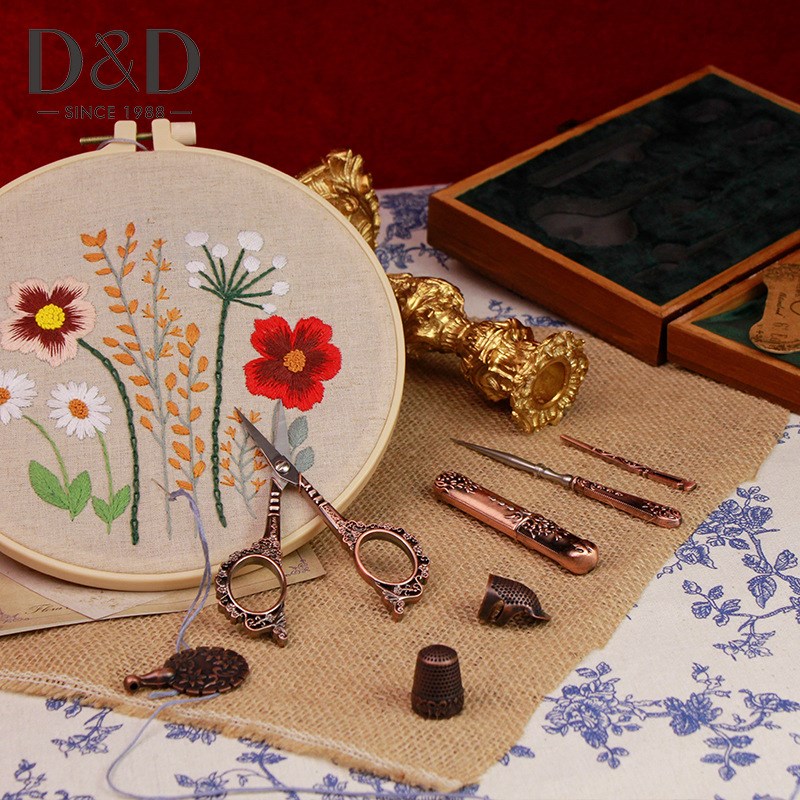 新款复古实木针线盒套装 多功能缝纫工具收纳盒 古典缝补工具