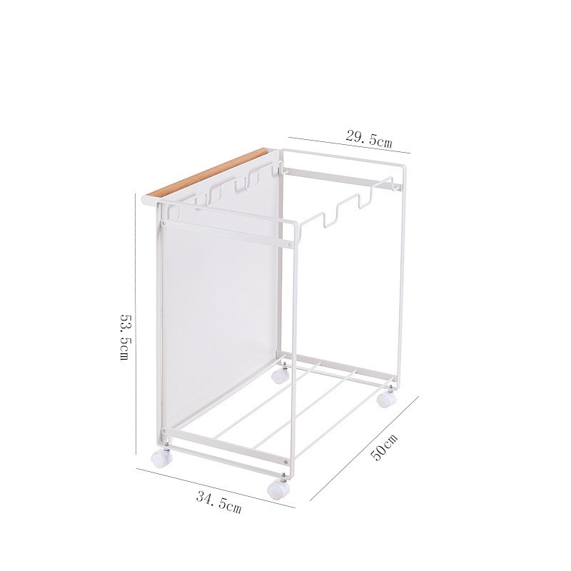 铁艺分类垃圾架三格移动滑轮干湿分类垃圾挂架户内外垃圾袋收纳架