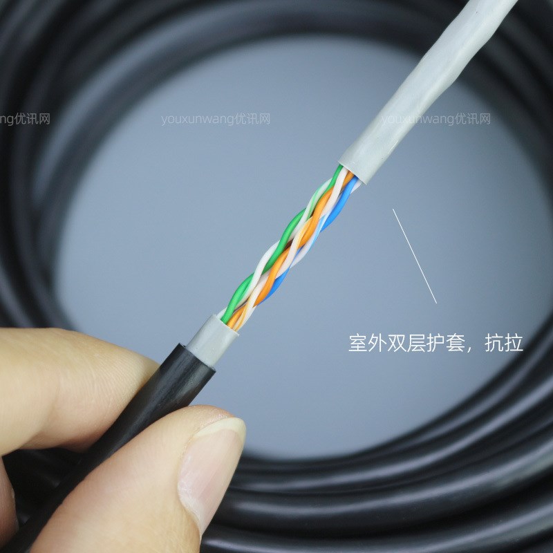 超五类室外网线防水8芯无氧铜宽带线cat5e监控网络线户外300m