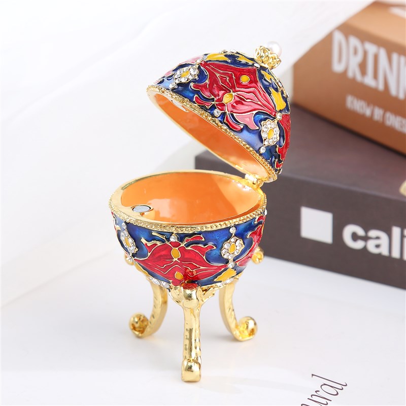 金属工艺品欧式蛋型首饰盒创意家居摆件饰品收纳盒婚礼货源