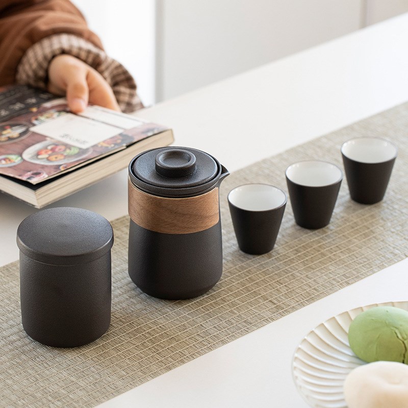 快客杯便携式 路宝收纳包日式陶瓷户外泡茶壶简易旅行随身