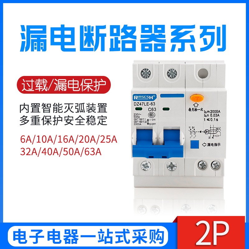 DZ47LE断路器 漏电空气开关 带漏电保护器 2P 6A-63A 工厂