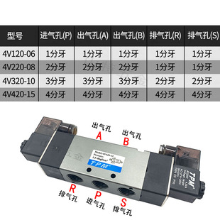 朝日气动4V220 4V420 AC220V 08二位五通双线圈电磁阀4V320