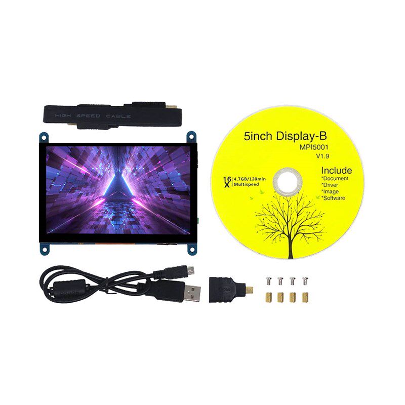 5寸树莓派HDMI显示屏 USB电容触摸显示器for Raspberry Pi 3B+/4B