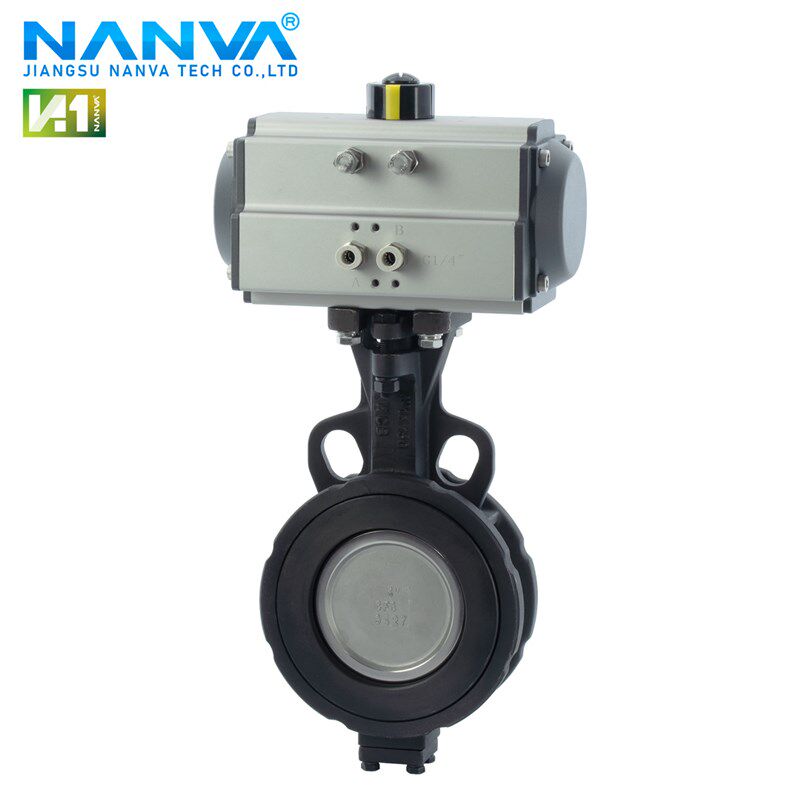 南阀 D672F-16C 气动碳钢WCB高性能蝶阀双偏心对夹式蝶阀四氟密封