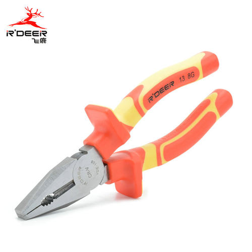 飞鹿 8寸VDE绝缘耐压钢丝钳 200mm铬钒钢电工钳 老虎钳 VDE-108